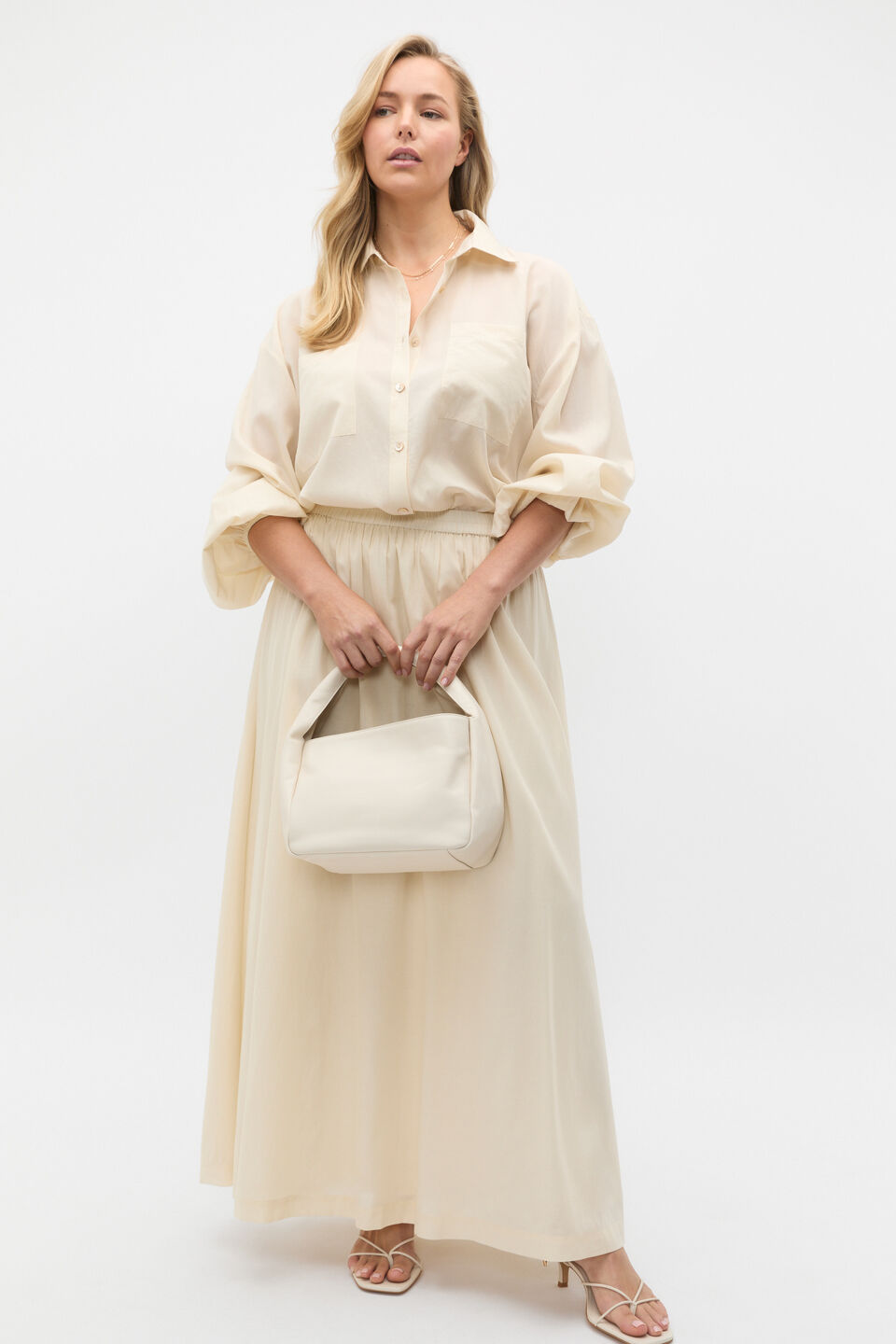 Voile Oversized Blouson Shirt  Tofu