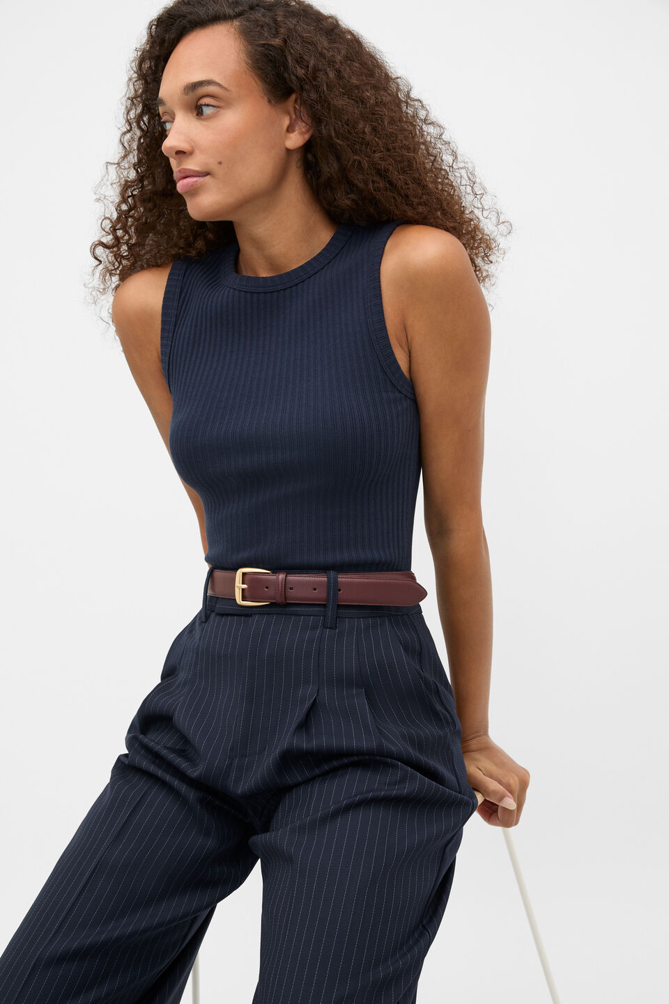 Cotton Rib Tank  Twilight Blue