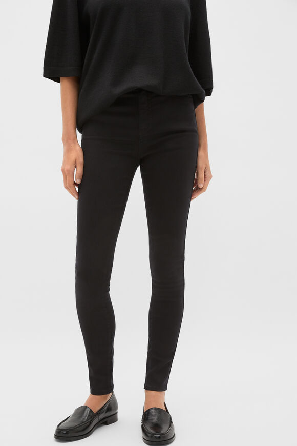High Waisted Skinny Leg Jean  Black  hi-res