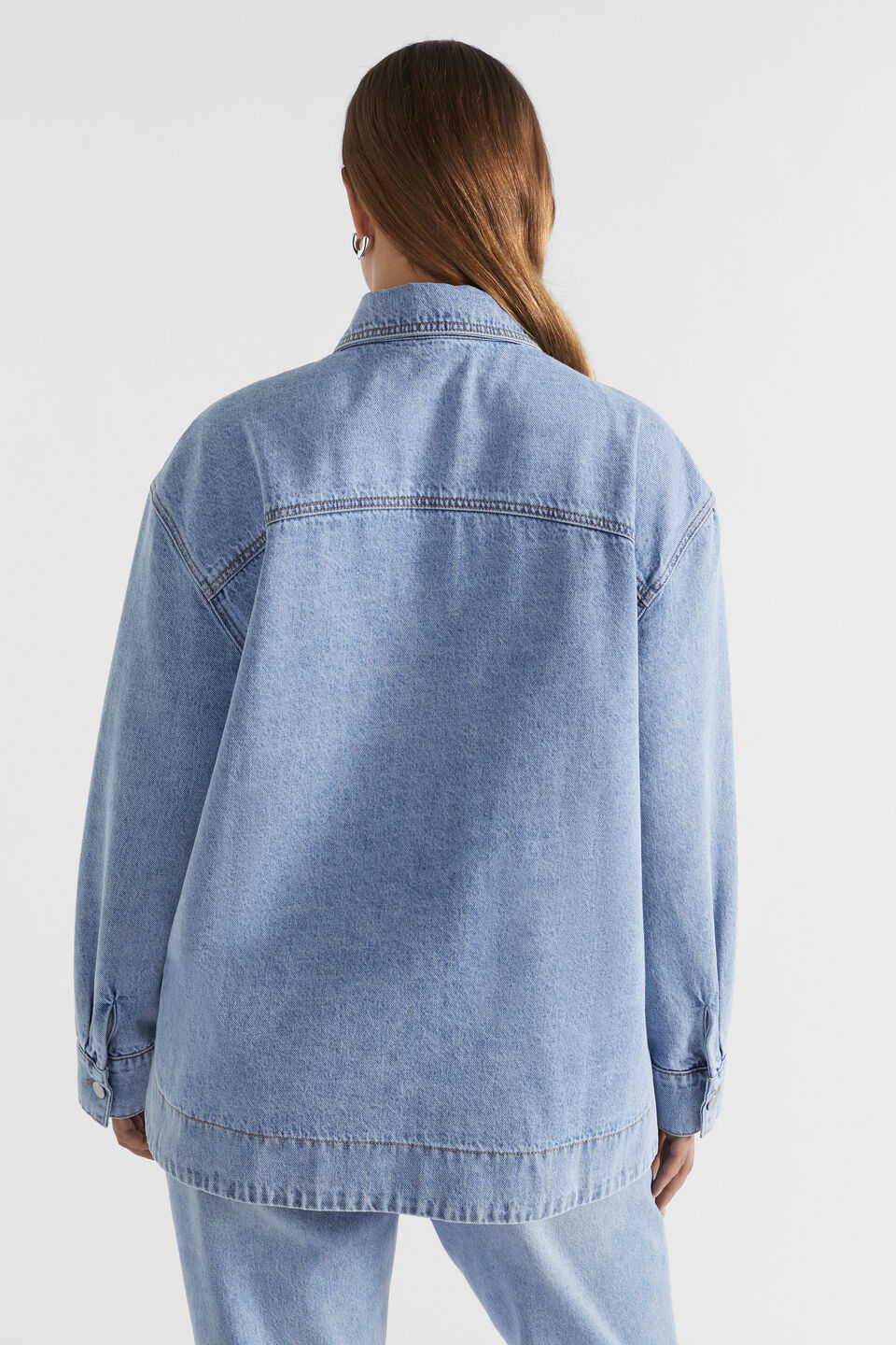 Relaxed Denim Shacket  Vintage Wash