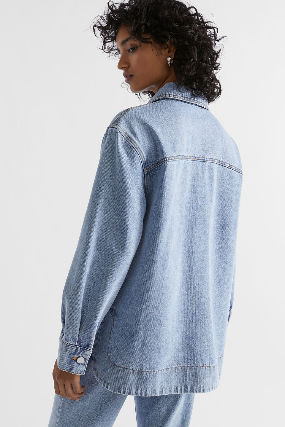 Relaxed Denim Shacket  Vintage Wash