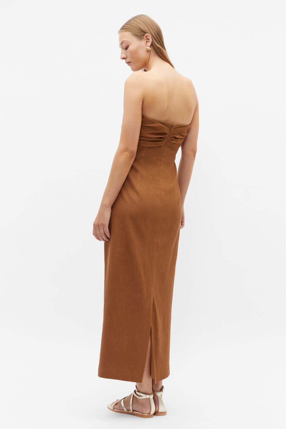 Tie Front Strapless Midi Dress  Cinnamon Spice
