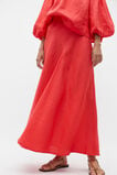 Linen Panel Insert Midi Skirt  Strawberry Red  hi-res