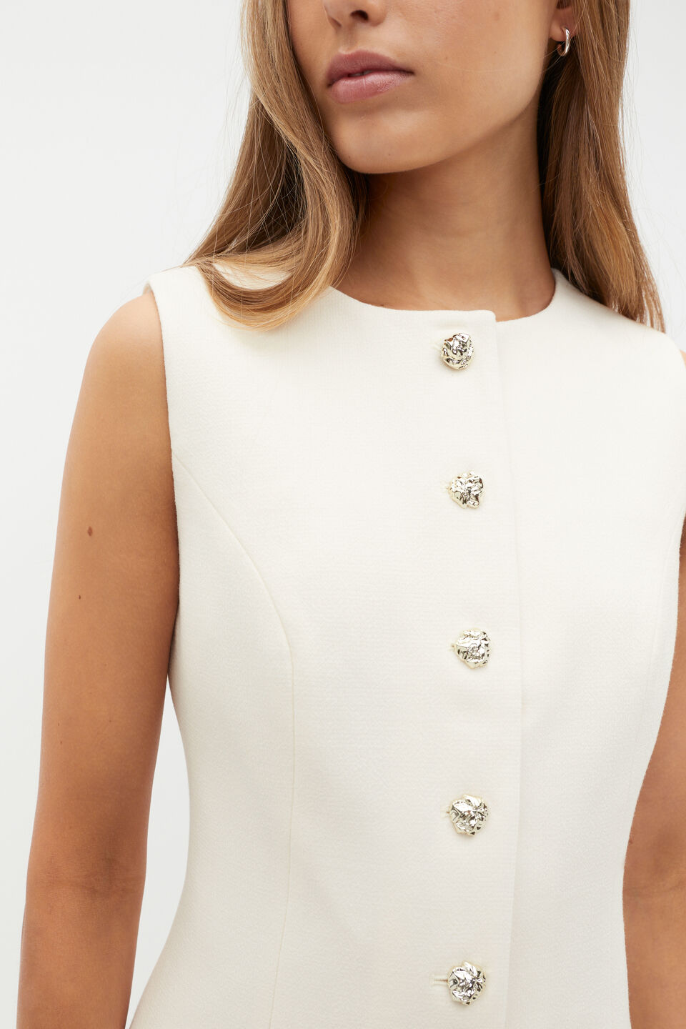 Wool Crepe Mini Dress  Cloud Cream