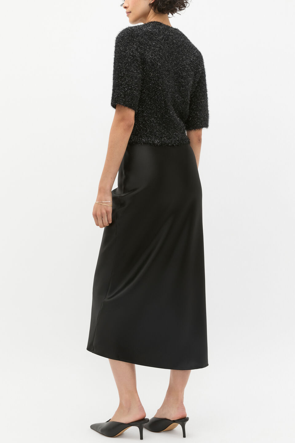 Lurex Tinsel Crop Cardi  Black