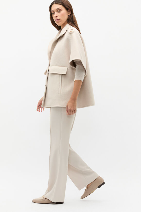 Wool Trench Cape  Oat Marle  hi-res