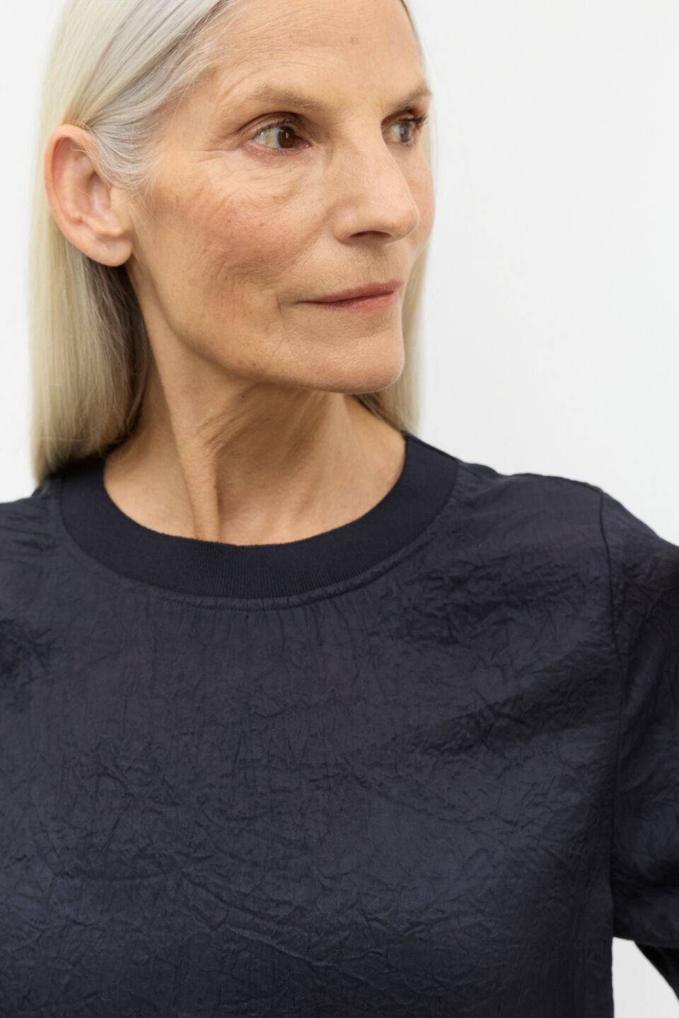 Textured Satin Tee  Twilight Blue