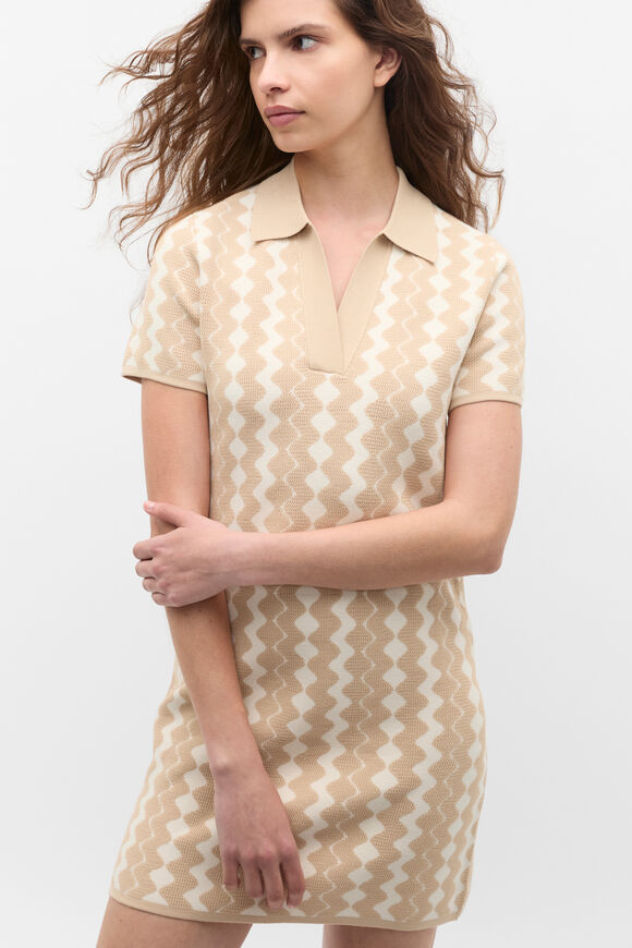 Jacquard Knit Mini Dress  Ecru  hi-res