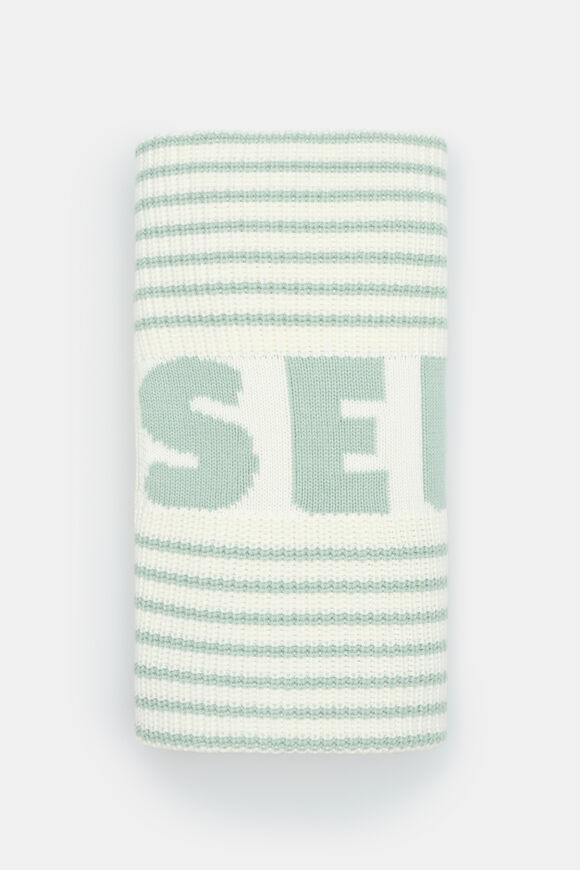 Logo Stripe Knit Blanket  Sage Stripe  hi-res