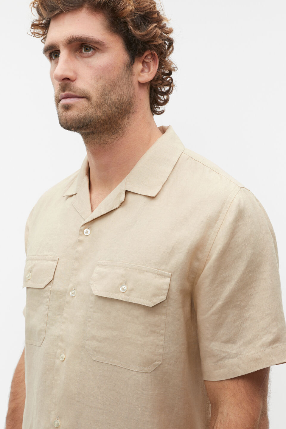 Linen Utility Shirt  Sandshell