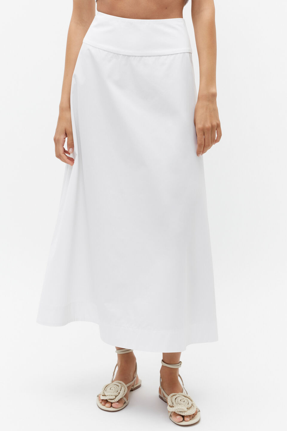 Basque Waist Circle Skirt  Whisper White