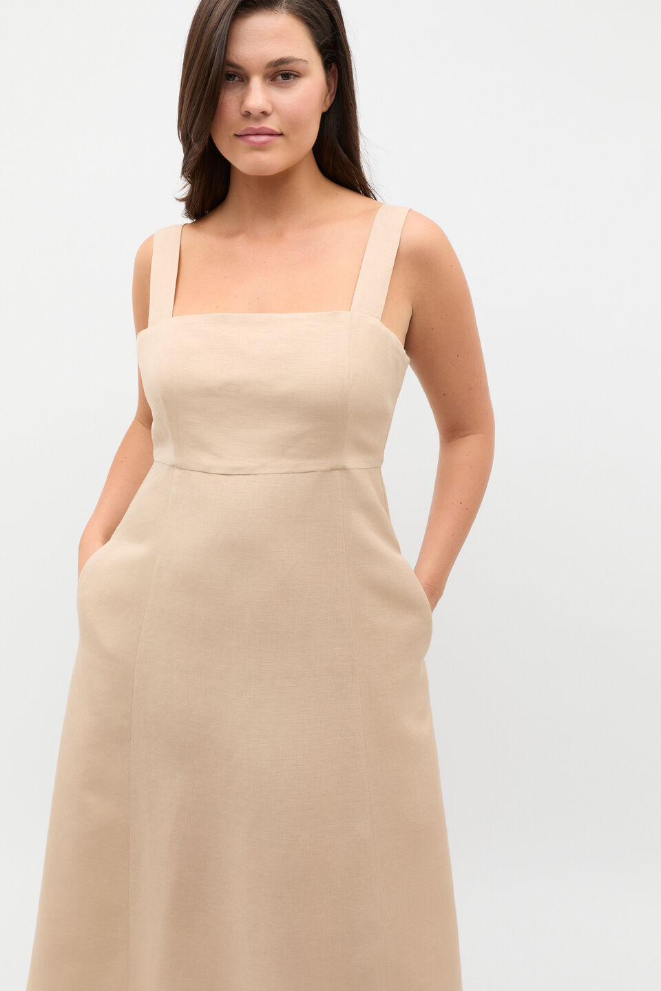 Retro Embroidered Midi Dress  Ecru