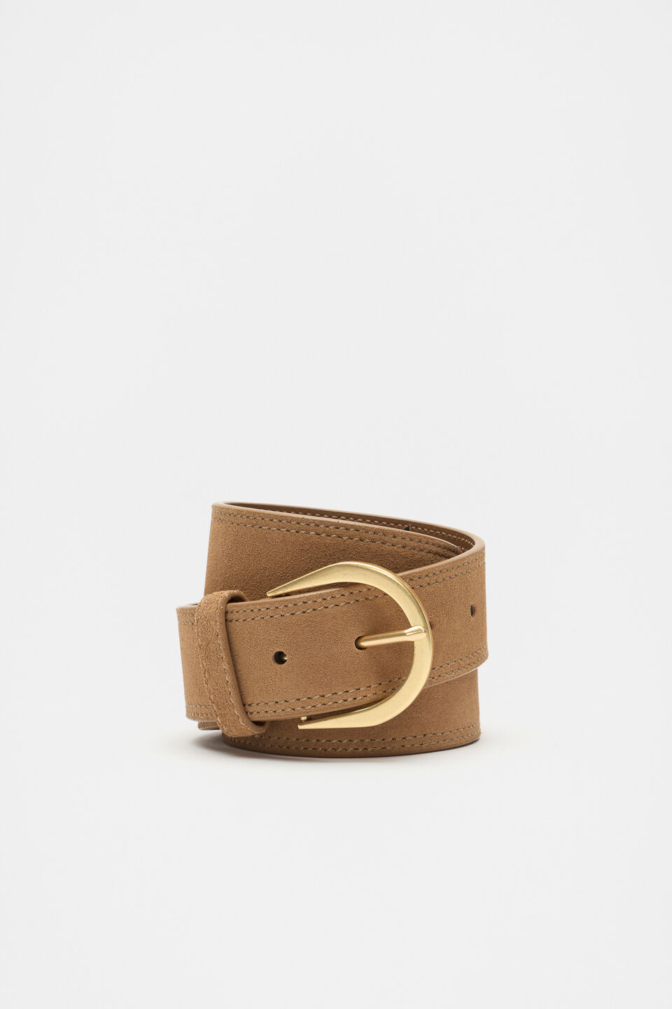 Jessie Topstitch Waist Belt  Caramel
