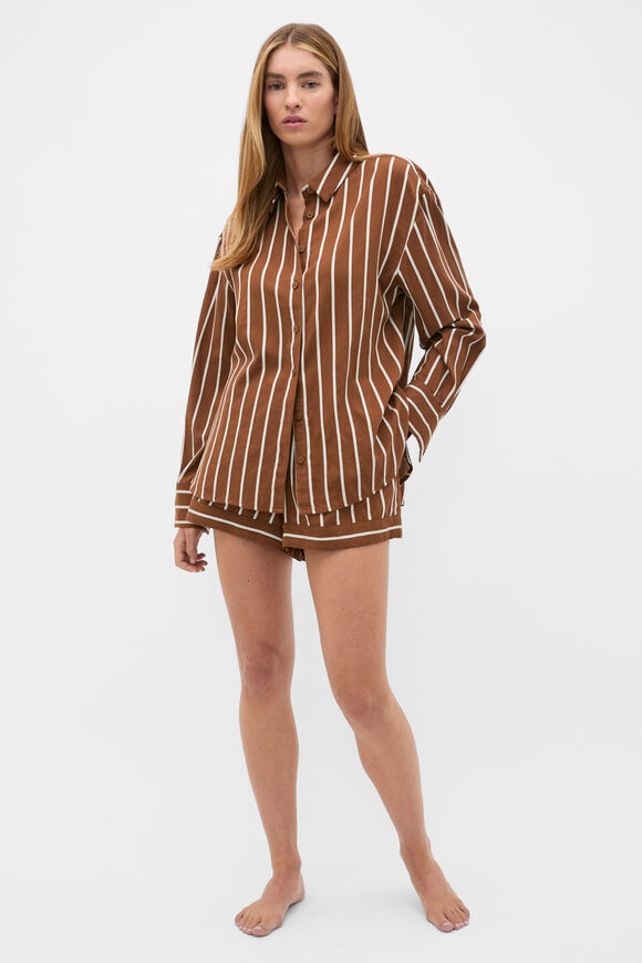 Stripe Shirt and Short PJ Set  Biscoff  hi-res