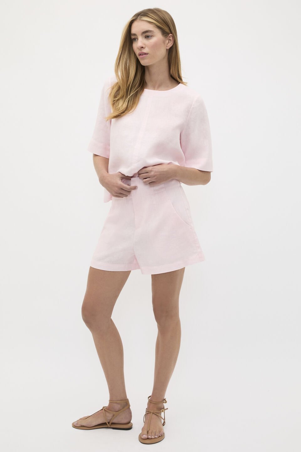 Core Linen Waisted Short  Primrose