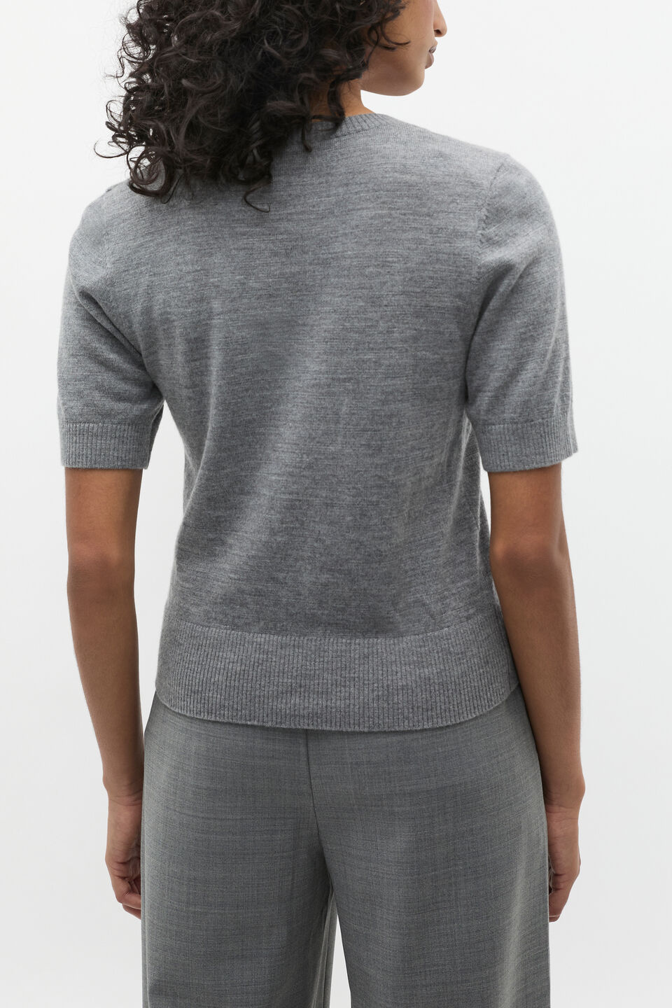 Australian Merino Crew Neck Tee  Wolf Marle