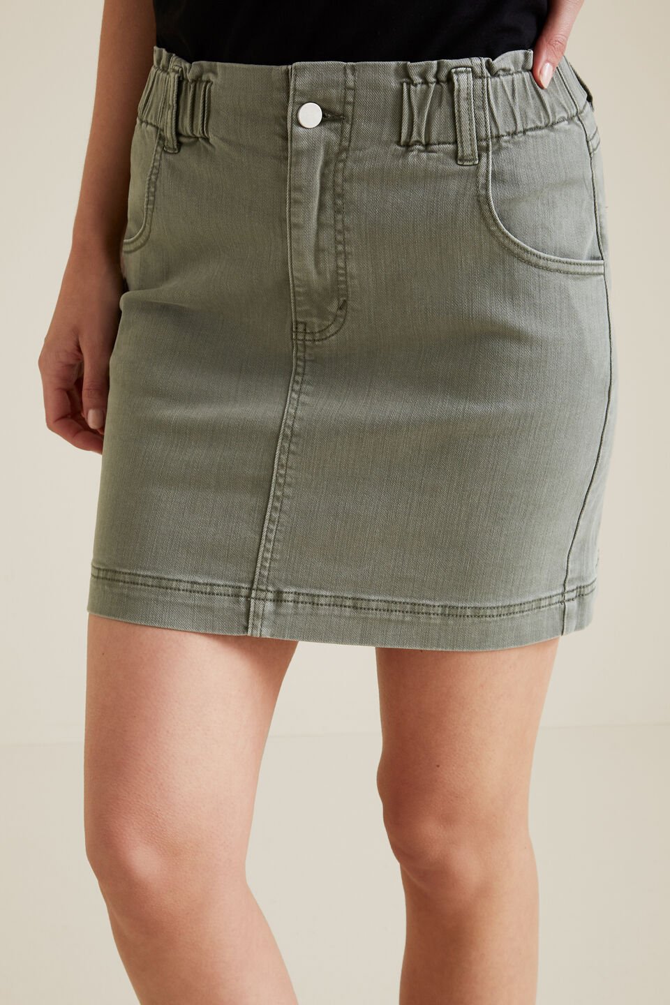 Paperbag Denim Mini Skirt  