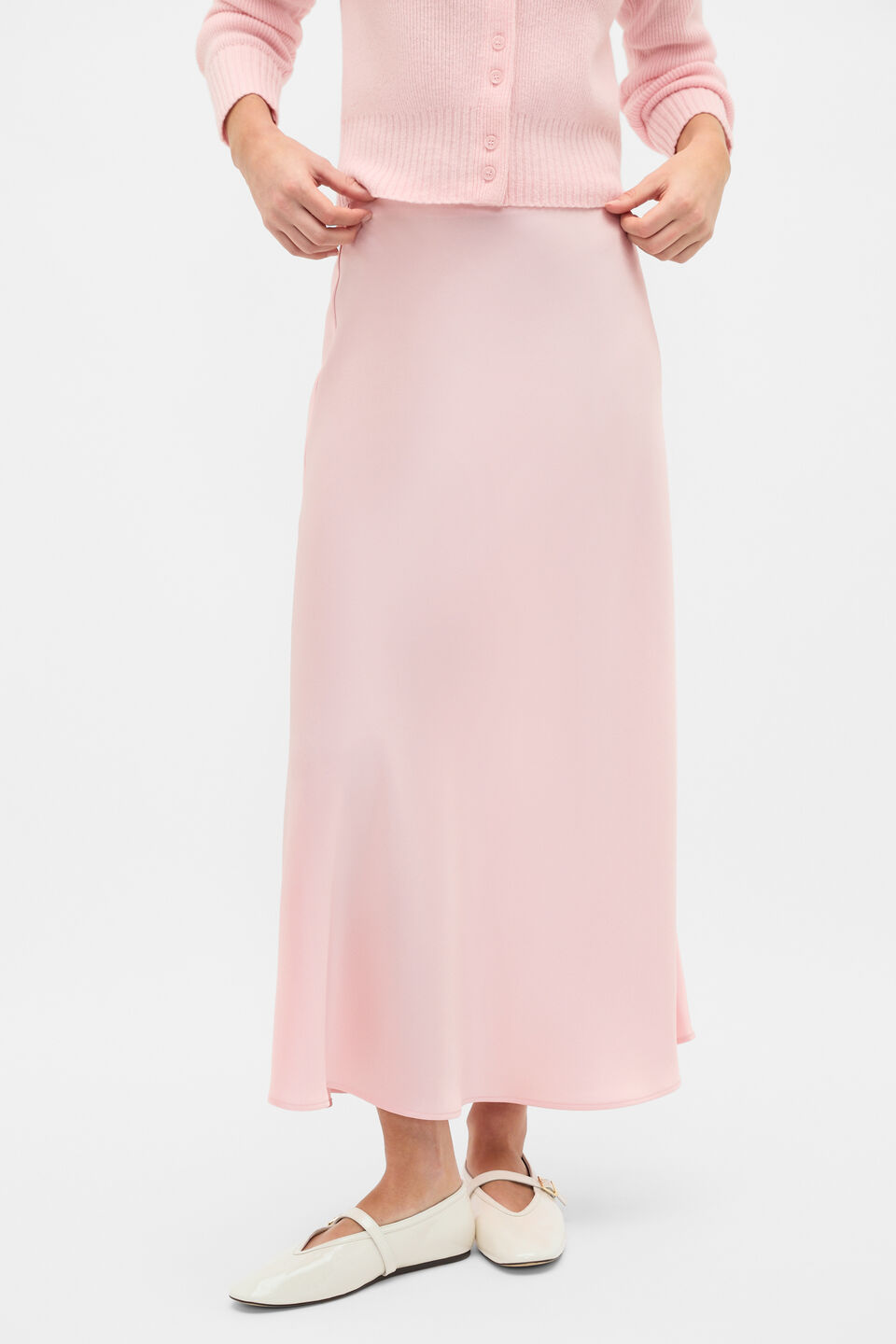 Satin Midi Skirt  Pale Blossom