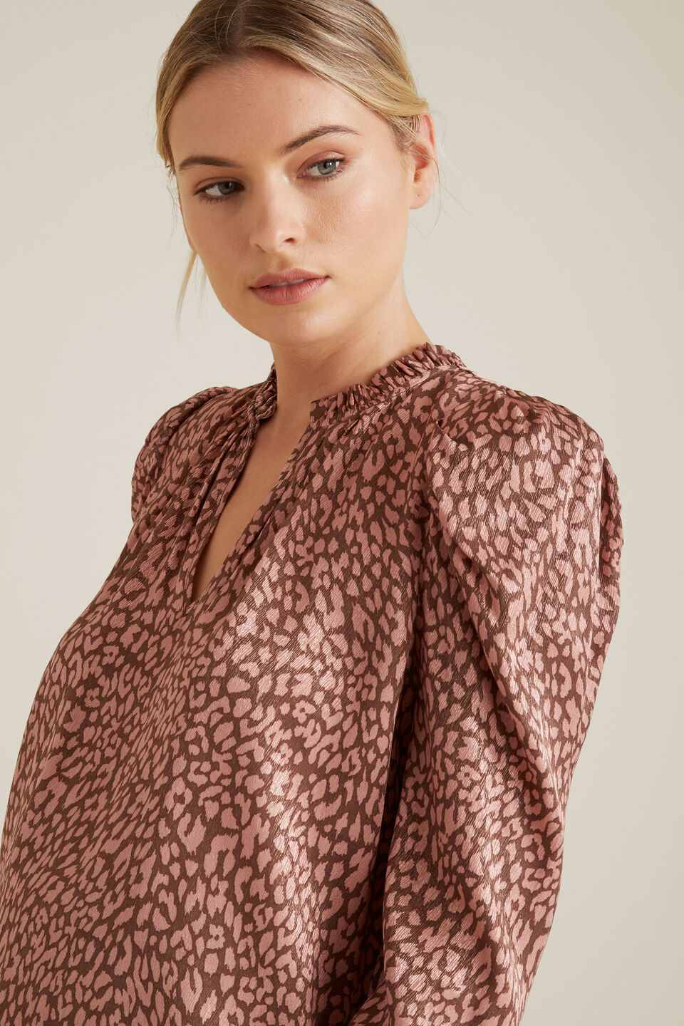 Puff Sleeve Ocelot Blouse  