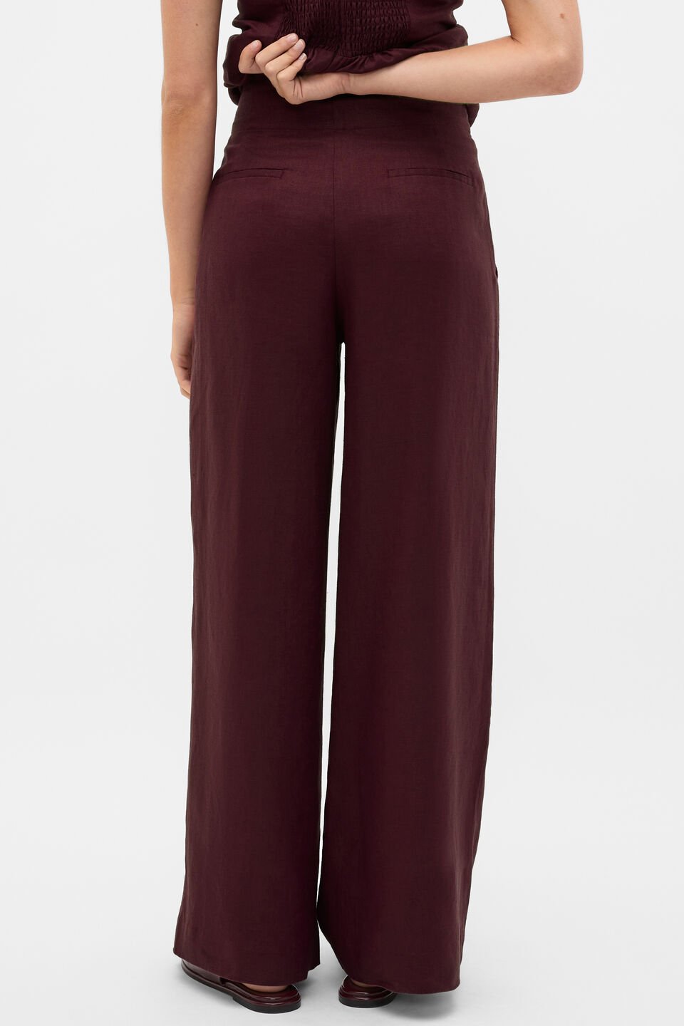 Core Linen Waisted Pant  Plum Red