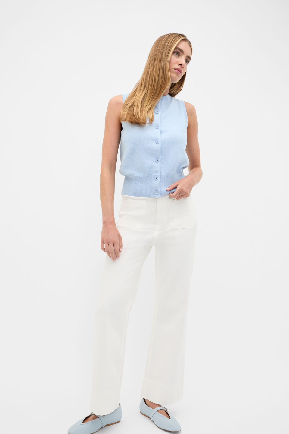 Core Wide Leg Pocket Jean  Cloud Cream