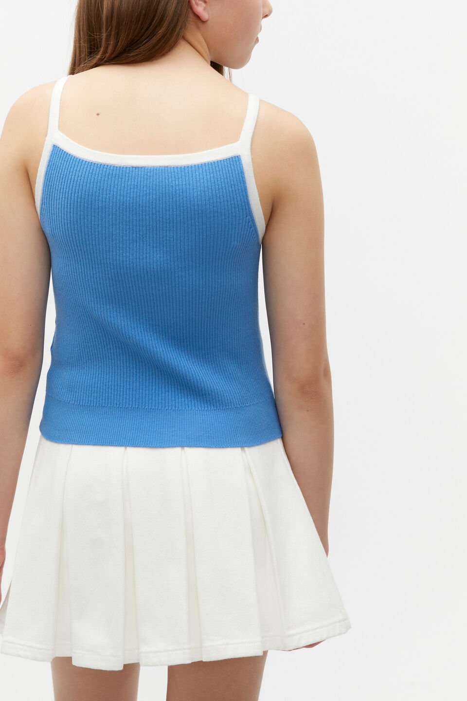 Contrast Knit Tank  Electric Blue