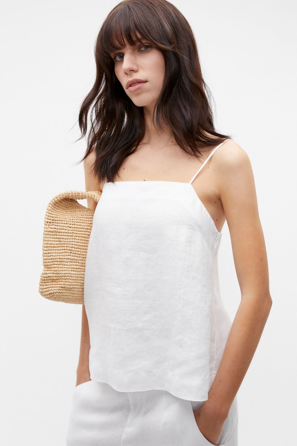 Core Linen Camisole  Whisper White