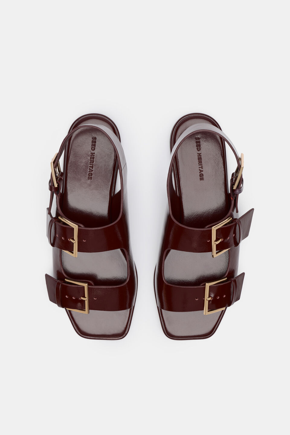 Iris Triple Buckle Sandal  Plum Red