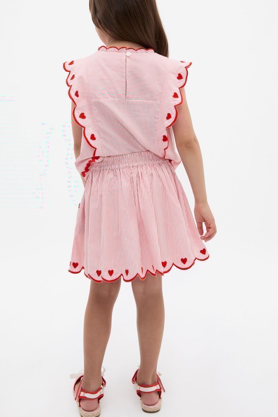 Scallop Stripe Skirt  Strawberry Red