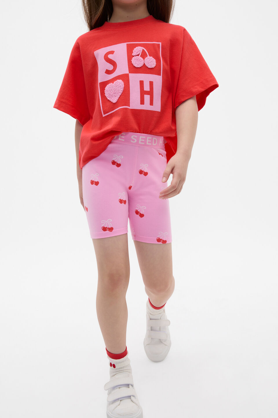 Heart Cherry Bike Short  Candy Pink