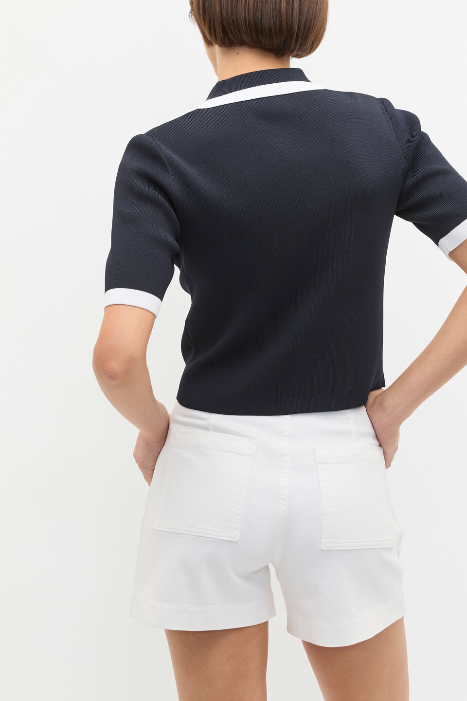 Contrast Knit Cardigan  Twilight Blue