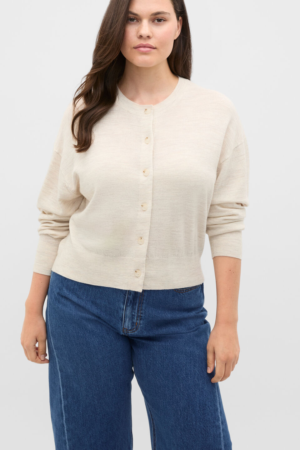 Australian Merino Relaxed Cardigan  Mist Marle