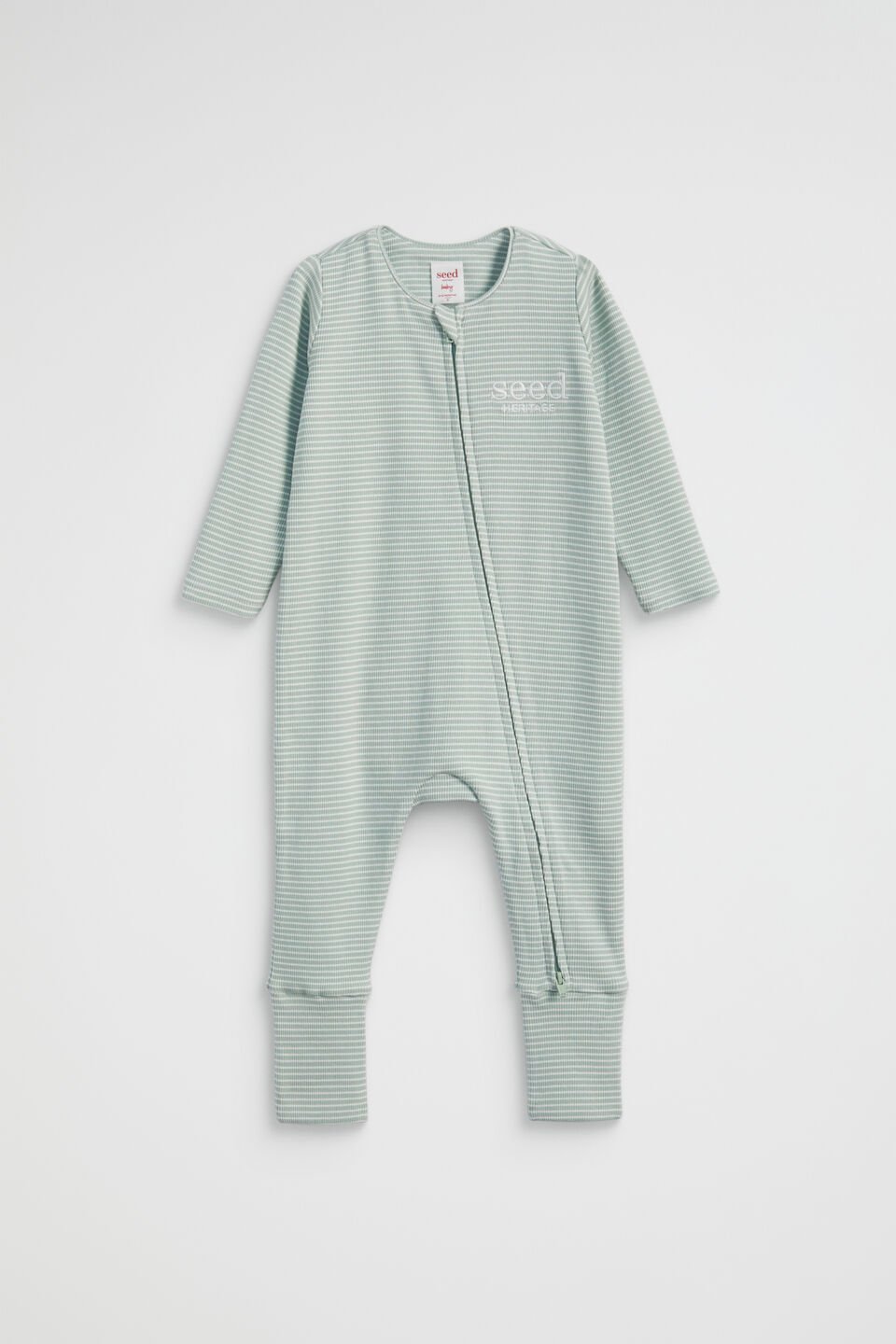 Core Logo Zipsuit  Sage Stripe