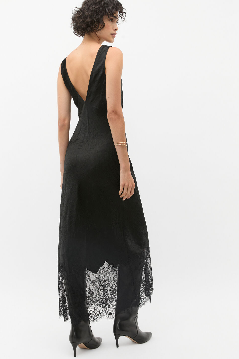 Lace Detail Slip Dress  Black