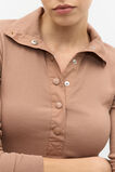 Contrast Placket Henley Top  Amaretto  hi-res
