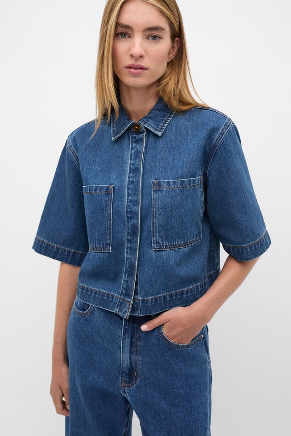 Denim Boxy Shirt  Heritage Wash  hi-res