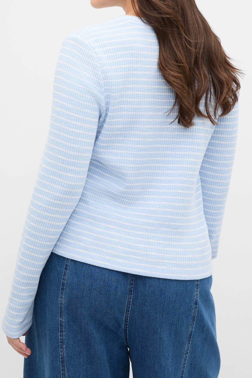 Self Stripe Textured Top  Arctic Blue Stripe