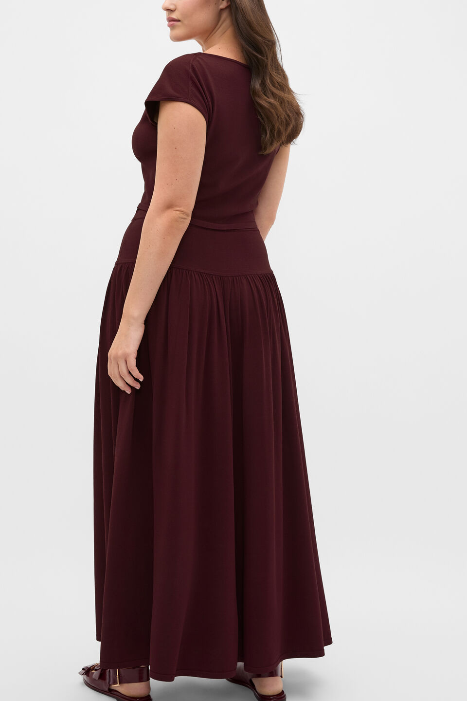 Compact Crepe Knit Top  Plum Red