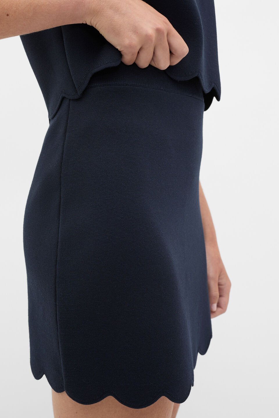 Scallop Crepe Knit Skirt  Twilight Blue