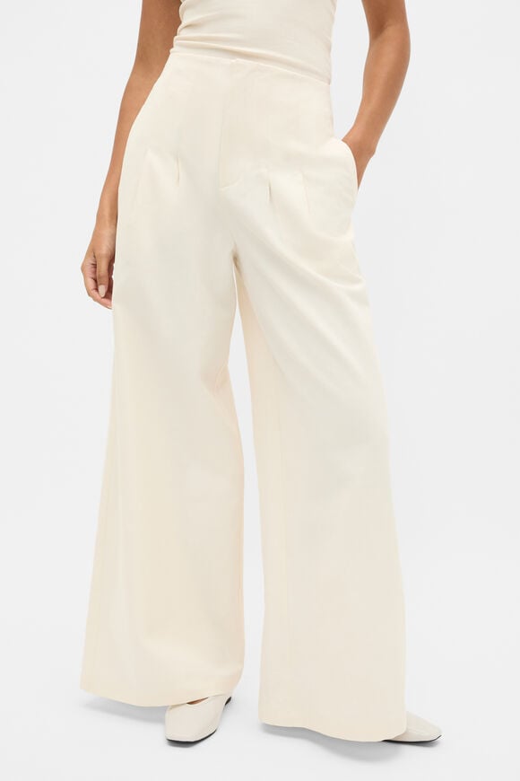 High Rise Pleat Pant  Coconut Cream  hi-res