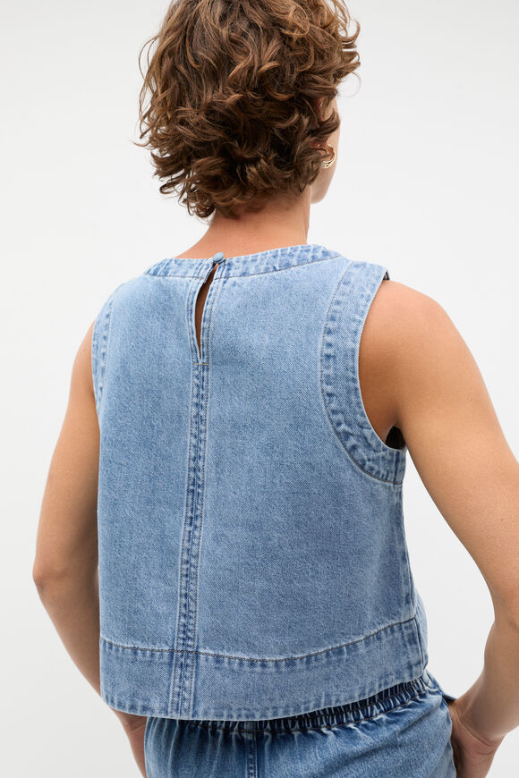 Denim Shell Top  Mist Blue Wash  hi-res