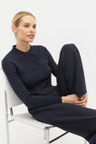 Crepe Knit Long Sleeve Polo  Twilight Blue  hi-res