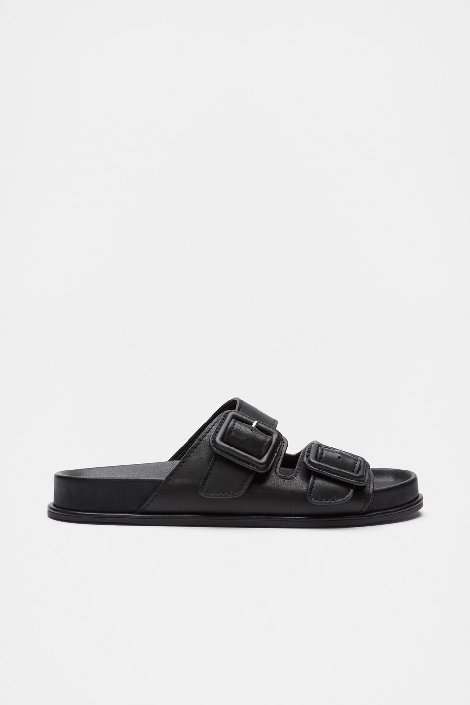 Dulci Covered Buckle Slide  Black