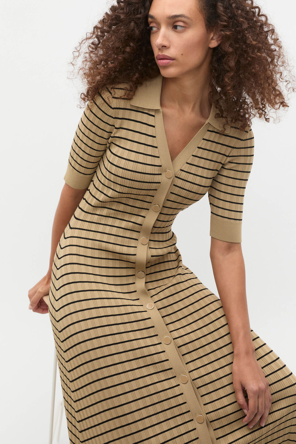 Crepe Knit Stripe Dress  Rye Stripe