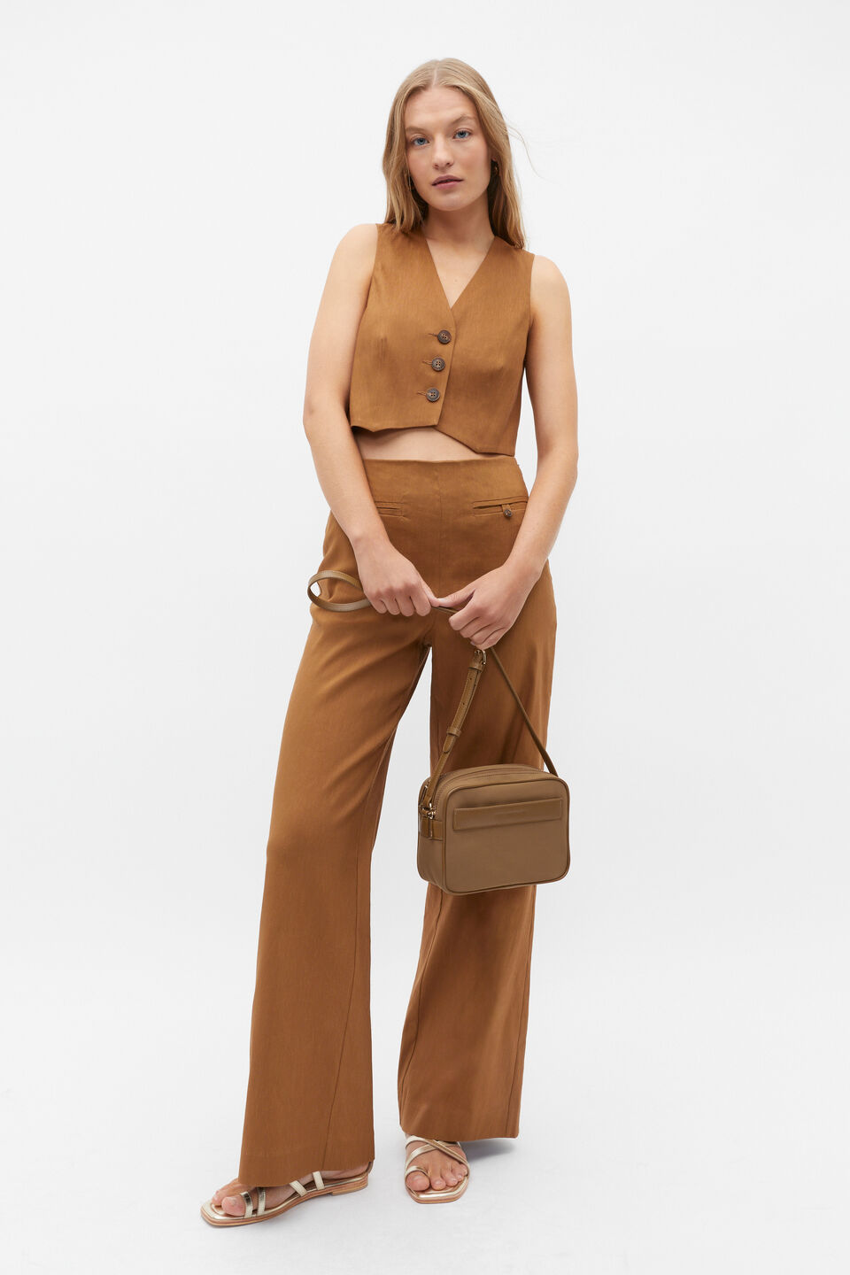 Tailored Crop Vest  Cinnamon Spice