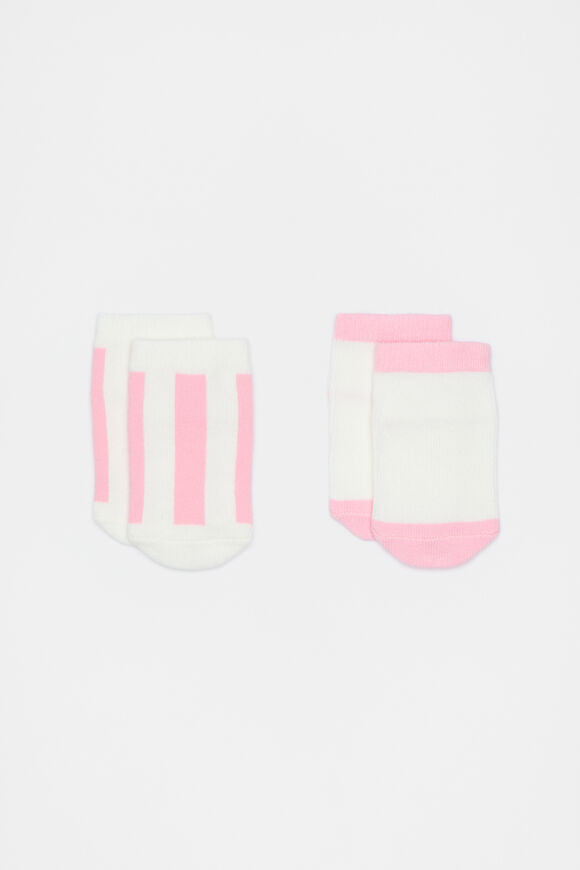 Stripe Colourblock Sock 2 Pack  Pop Pink  hi-res