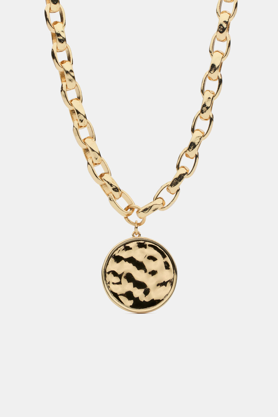Luxe Round Pendant Necklace  Gold