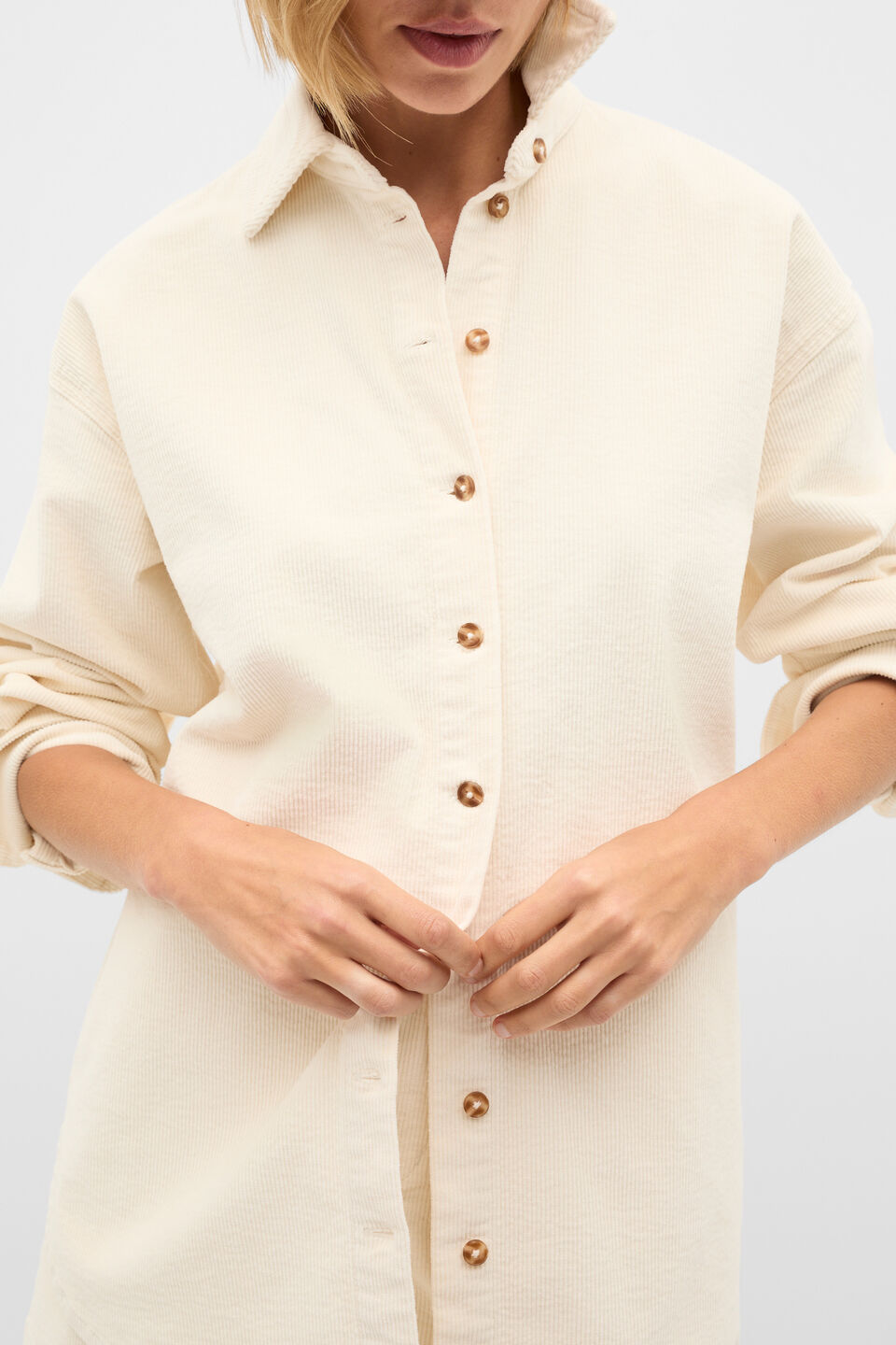 Cord Oversized Shirt  Coconut Cream
