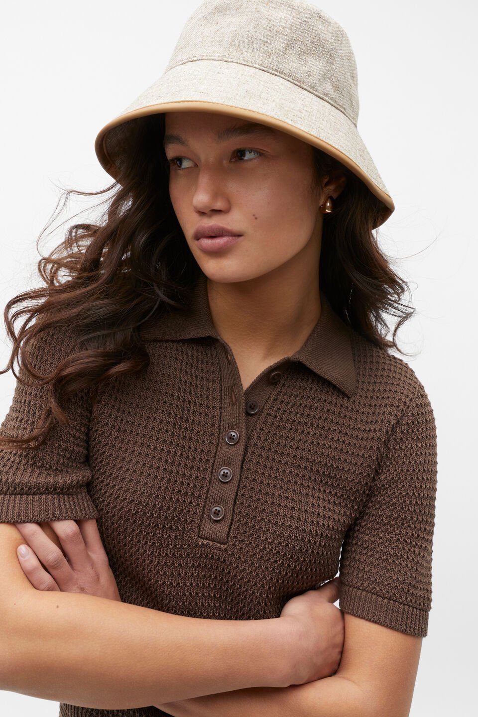Trim Fabric Bucket Hat  Caramel