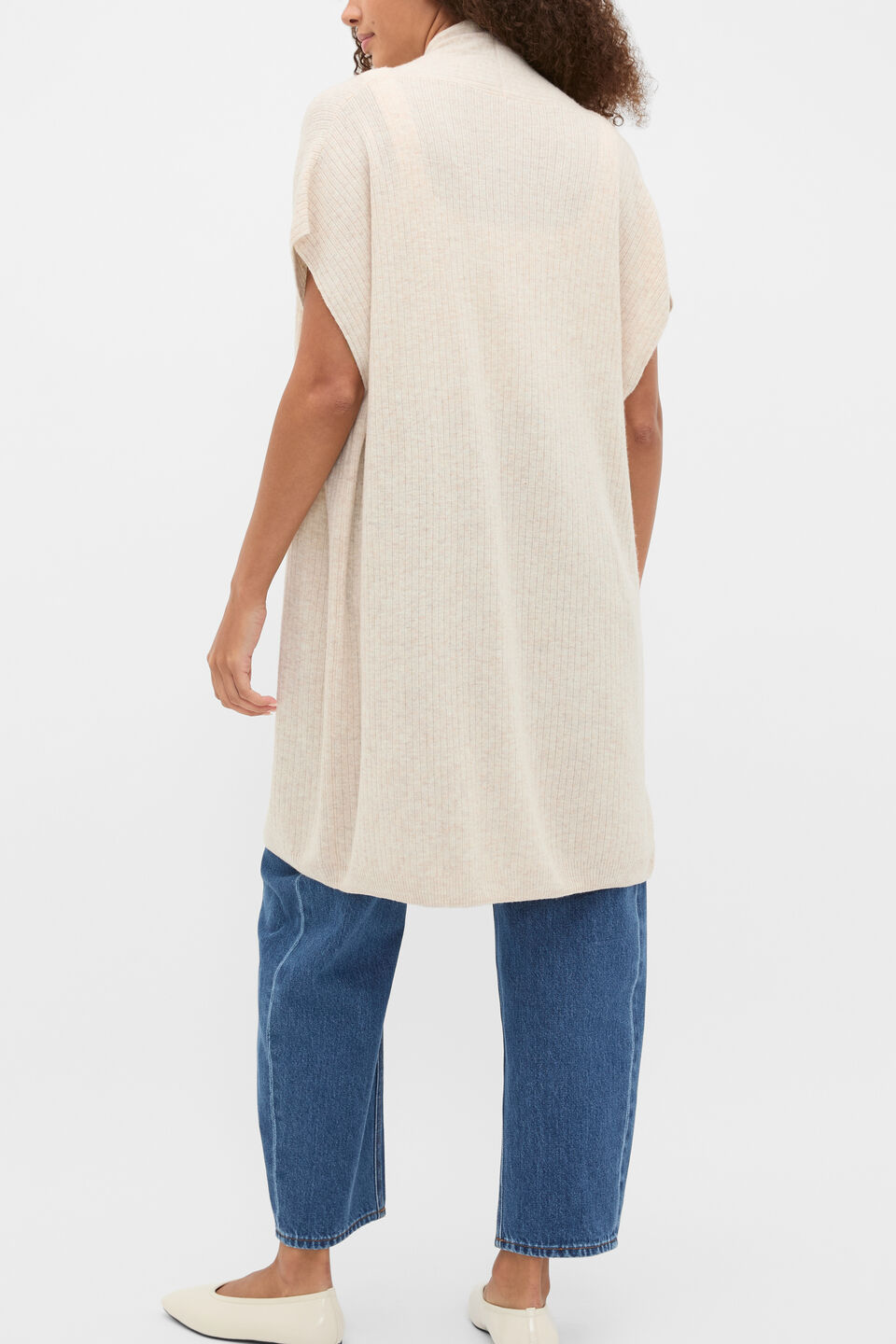 Rib Knit Poncho  Mist